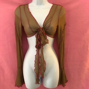 Mesh bell sleeve crop top